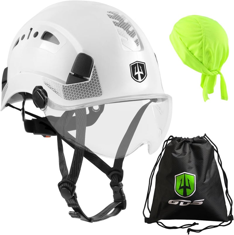 GREEN DEVIL Safety Helmet Hard Hat with Chin Strap Vented Lightweight Adjustable Hardhat for Men Women with Hi-Viz Design Ideal for Tree Climbing Work at Height - Image 1
